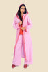 Embroidered long coat in cotton with hoodie